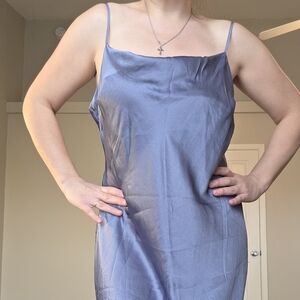 Express Satin Slip Midi Dress Gray Spaghetti Straps Size XL